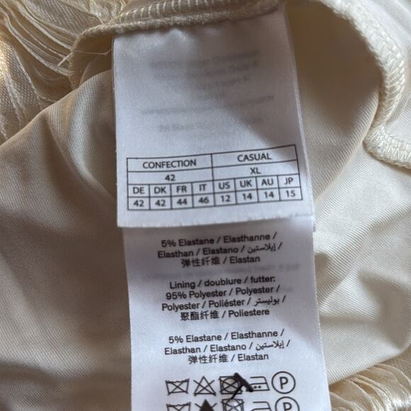 Rotate Birger Christensen Dress Rosita White Mesh Floral Back Cutout Mini US 12 - Picture 13 of 13